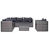 Die pflegeleichten Polyesterbezüge können auch entfernt und gewaschen werden. Das Poly-Rattan-Set bietet absolute Flexibilität und lässt sich leicht an jede Umgebung anpassen. Dieses Sofa-Set ist einfach zu montieren.