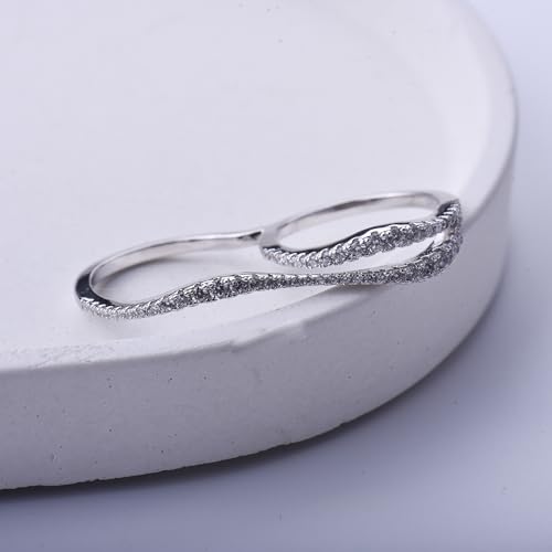 espere Rhodium Plated Sterling Silver 925 Double Finger Ring for Women (Rhodium Plated, 5) by espere - Used condition - Image 6