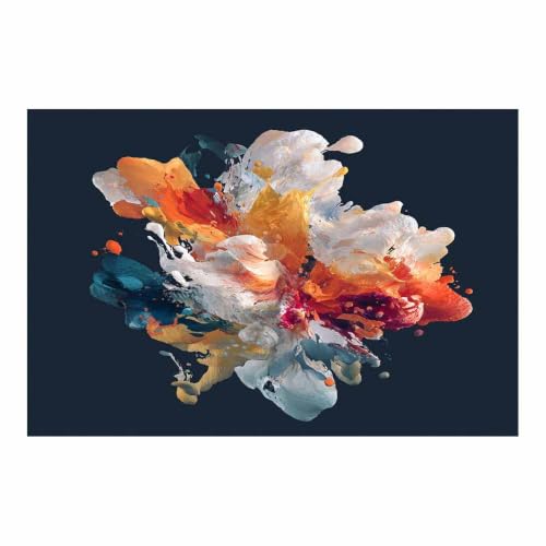 Affiche florale moderne orange grand format 50x70cm impression toile abstraite sans cadre