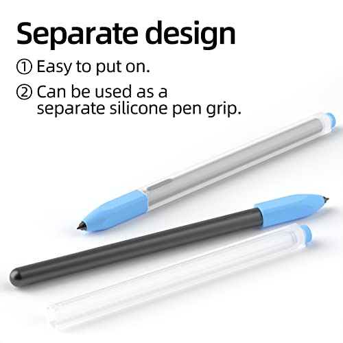 Image of Compatible with Samsung Galaxy Tab S7 /S7+ /S7 FE /S8 /S8+ /S8 Ultra /S9 /S9+ /S9 Ultra Pencil Case S Pen Case, Silicone Translucent Non-Slip Cover. (Sky Blue)