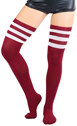 Image of ToBeInStyle Women's Over The Knee Thick Long Socks Thigh High w / 3 Contrast Stripe