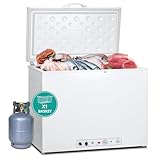 SMETA Deep Propane Freezer Gas/Electric 110v, Chest Freezers Outdoor RV Refrigerator Off-grid Living Life Lockable Absorption 2 Way for Camper Van, Large Capacity 7.1 Cu.Ft, White