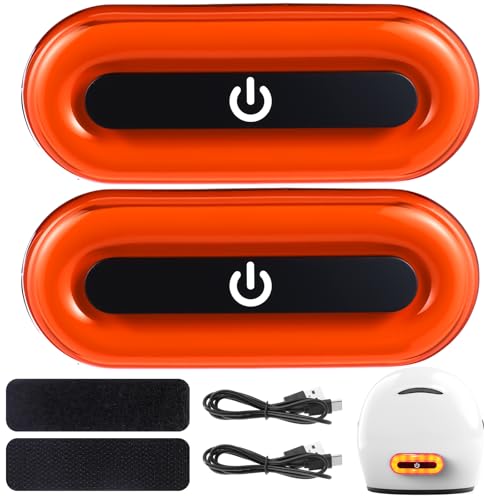 Image of Tujoe 2 Set Motorcycle Bike LED Red Rear Helmet Light Rechargeable Bicycle Safety Warning Helmet Tail Lights with USB Chargeable Cable, Safety Warning Night Lamp for Night Riding