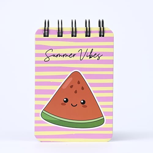 Image of Spiral Pocket Notebook (7.5 x 11 cm) | Cute Mini Notepad | Small Handy Notebook for School, Office & Personal Notes (Watermelon)