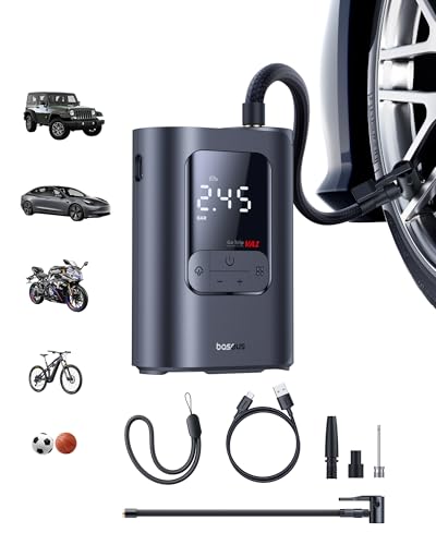 Baseus Tire Inflator Portable Air Compressor, 150PSI Cordless Air Pump for Car Tires, 2X Faster Electric Inflator with 7500 mAh Battery Capacity, LED Light Car Motorcycle Bicycle Ball, Car Accessories