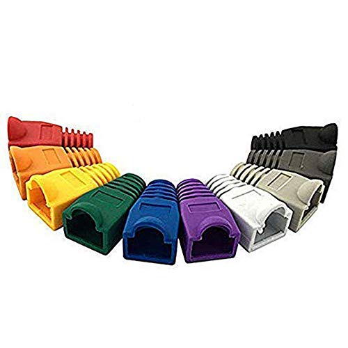 Accessbuy 200 Pcs Mixed Color CAT5E CAT6 RJ45 Ethernet Network Cable Strain Relief Boots Cable Connector Plug Cover (200pcs)