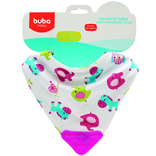 Bandana Baby Zoo Com Mordedor Rosa, Buba, Colorido