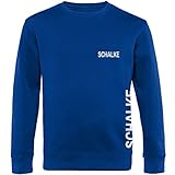 VIMAVERTRIEB® Sweatshirt Schalke - Brust & Seite - Druck: weiß - Shirt Pullover Pulli Fußball Fanartikel Fanshop - Größe: L blau