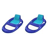 SwimWays Spring Float Recliner XL Floating Swimming Pool Lounger Chair for Adults, Blue (2 Pack)
