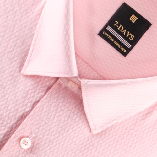 Image of 7-DAYS Premium Men's Formal Shirts - Cotton Rich, Textured Self-Design, Full Sleeve, Regular Fit, Wrinkle Resistant, with Pocket - Perfect for Office