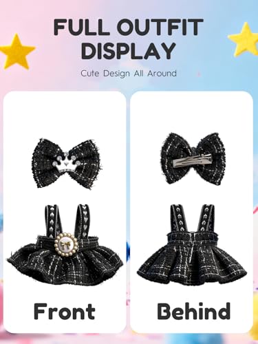 Image of Clothes for LABUBU 6.7inch (17cm) Doll, Cute Outfit Small Dress and Hairpin, Dress Up, Accessories (No Doll) (Black)