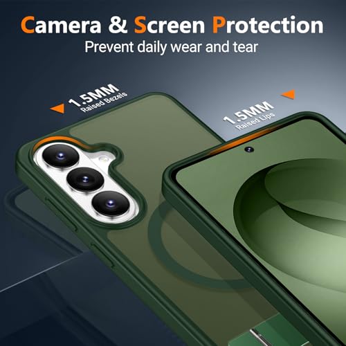Image of SPIDERCASE Magnetic for Samsung Galaxy S26 Case, [3 Stand Ways][ Military Grade Drop Protection] with Invisible Stand Shockproof Slim Case for Samsung Galaxy S26 6.3 inch, Green
