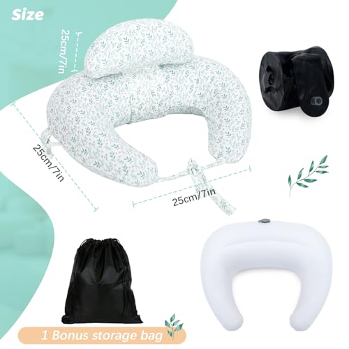 KAKIBLIN Almohada de lactancia, almohadas inflables de lactancia, almohada de alimentación manos libres para aliviar el dolor de espalda con correa para la cintura, almohada de lactancia de viaje - imagen 8