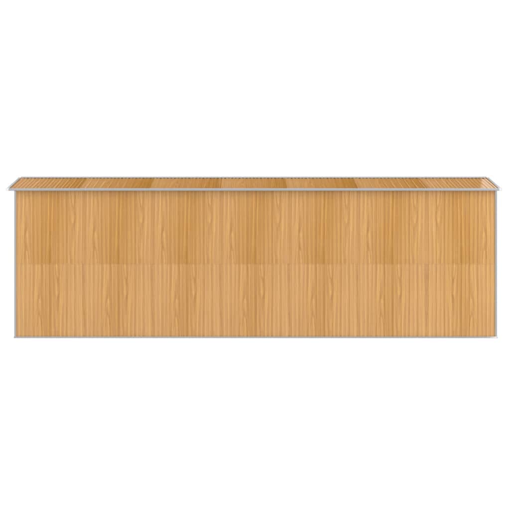 Domek ze stali ocynkowanej w kolorze jasnobrązowym, 192 x 606 x 223 cm, z podwójnymi drzwiami i wentylacją na narzędzia i narzędzia ogrodowe, trwały domek ogrodowy do przechowywania