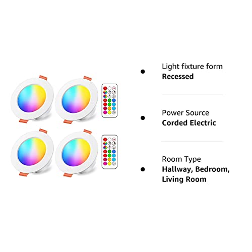 Hekee Led Reccessed Downlights, 70W Equivalent, Color Changing, 4 Inch, 2700K Warm White, Recessed Ceiling Lights (4 Packs) #TOP7