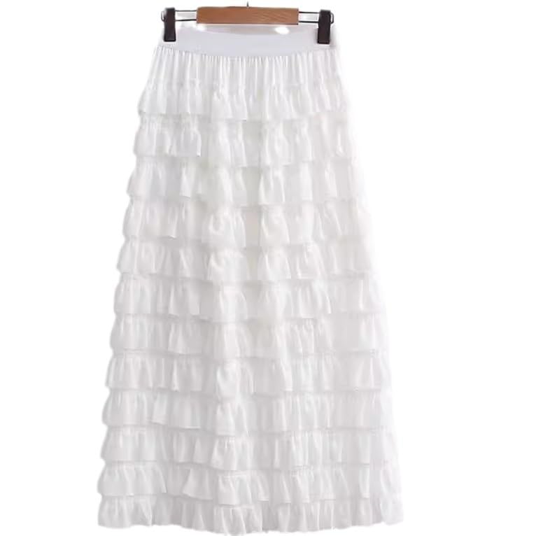 HGps8w Long Maxi Tulle Skirts for Women Elegant A Line Ruffle High Waisted Tiered Layered Mesh Tutu Skirt Petticoat4