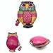 Handmade Vintage Genuine Leather 3D Animal Owl Coin Purse with Removable wrist strap #002 (Pink)