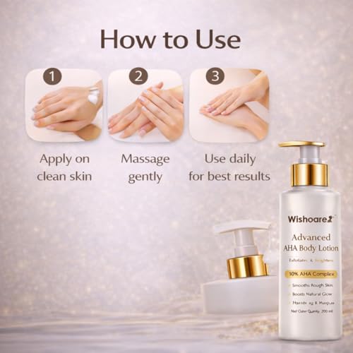 Image of Advanced AHA Body Lotion, 10% AHA with Almond Oil and Shea Butter, 48H Deep Moisturizing, Smooths Rough Skin, Brightening Care, 200ml