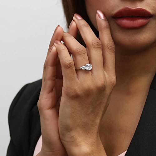 Berricle Sterling Silver 3-Stone Wedding Engagement Rings Cushion Cut Cubic Zirconia Cz Anniversary Promise Ring For Women, Rhodium Plated Size 8 #TOP5