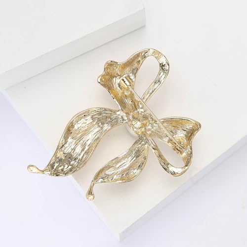 Image of Pearl Bow Knot Brooch Lapel Pin Ribbon Bowknot Pins Elegant Clothes Dress Sweater Hat Suit Backpack Corsage Accessories Brooches Fashion Birthday Christmas Jewelry Gifts for Women Mom
