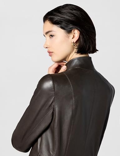 Image of Cole Haan Women's Leather Wing Collared Jacket (Standard and Plus Size)