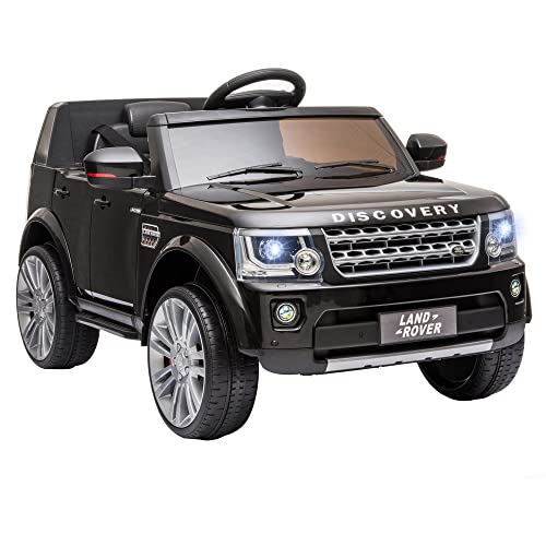 HOMCOM Coche Eléctrico para Niños de +3 Años Landrover con Licencia Control Remoto Batería 12V y 2 Motores Velocidad de 3-5 km/h 102,5x69x55,4 cm Negro