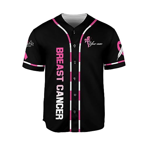 Leeprints Personalized Breast Cancer Jersey, Pink Ribbon Awareness Soccer Shirt Baseball Breast Cancer Survivor Pride Jersey miniatura 2