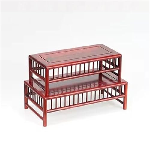 Mesa de exhibición de bonsáis pequeña y soporte rectangular de madera. 8