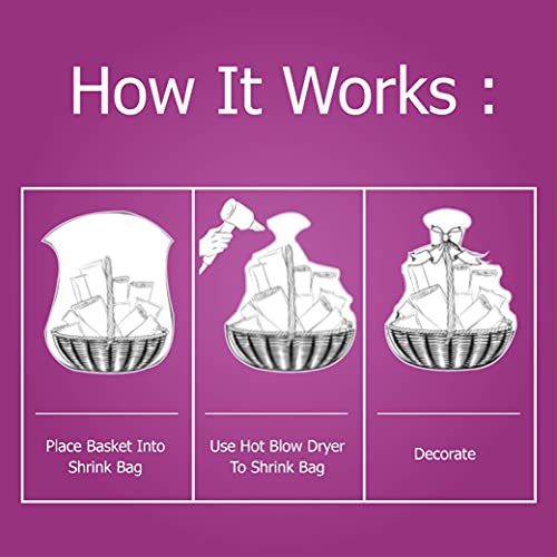 Image of Purple Q Crafts Shrink Wrap Basket Bags For Gift Baskets Clear cellophane PVC Shrink Bags 24 inchX 30 inch (5 Pack)