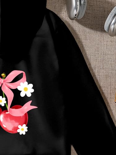 Floerns Girl's fashion Cute Y2k Cherry Print Hoodies Sweatshirts Long Sleeve Hooded Pullover Tops4