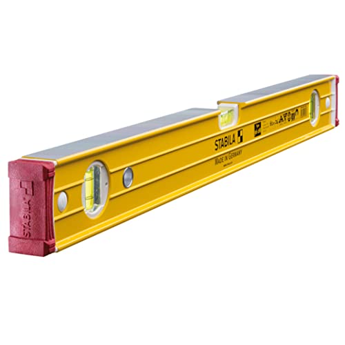 STABILA Magnet-Wasserwaage Type 96-2 M, 61 cm, extrasteifes Alu-Profil, extrastarke Seltenerd-Magnete, 1 Horizontal-/2 Vertikal-Libellen, stoßdämpfende Endkappen, Rutsch-Stopper, Made in Germany, Gelb