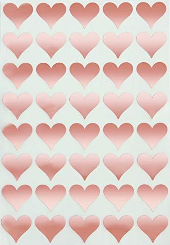 Royal Green Heart Shaped Stickers 3/4 inch Rose Gold Valentine's Stickers for Party Favors, Goodie Bags and Gift Boxes 19 mm - 200 Pack
