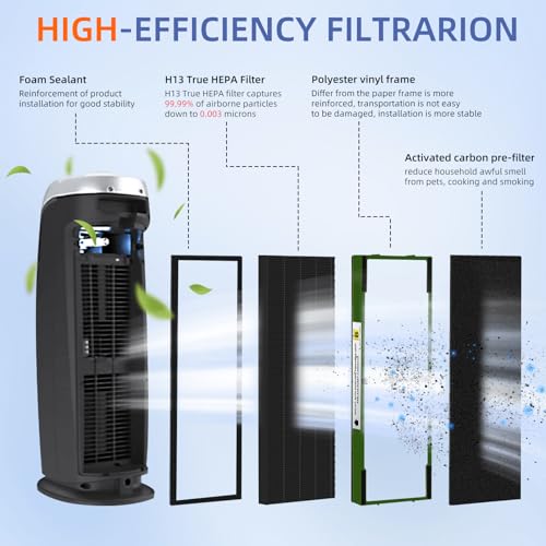 Image of FLT4825VO HEPA Toxin Absorber Filter B Replacement Compatible with G-Guardian Air Purifiers AC4825 AC4825E AC4825W AC4300 AC4800 AC4900 AC4850,2 H13 True HEPA Filters+8 Carbon Pre-Filters