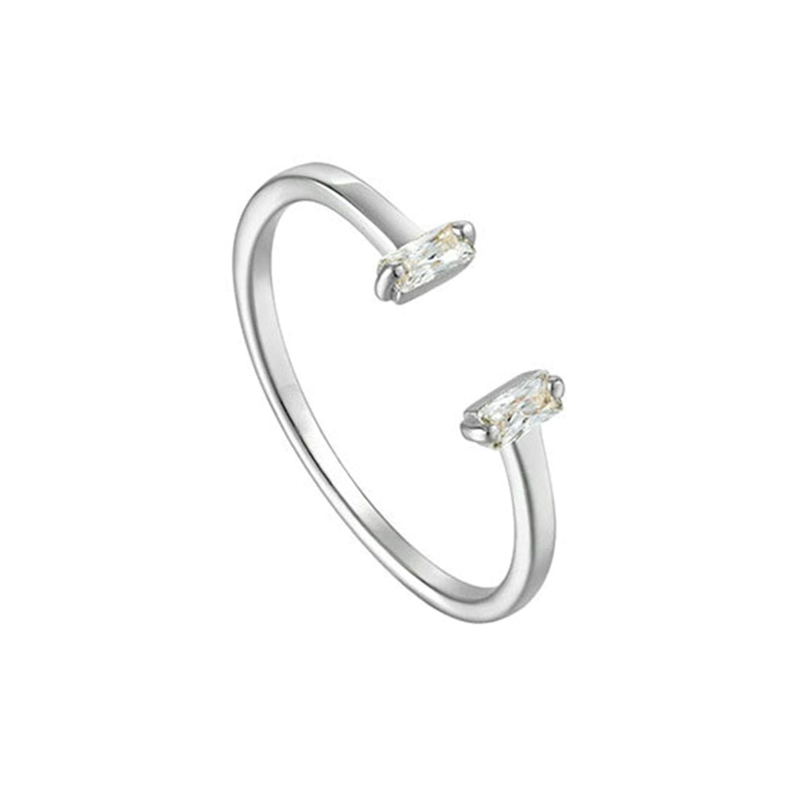 Fedi Nuziali Donna, Anelli In Oro Bianco 18K Elegante Design Aperto Regolabile Moissanite Rettangolare Anello Fidanzamento Matrimonio Oro Bianco per Mamma, Fidanzata, Sposa