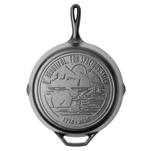 Lodge 12 Inch Cast Iron Skillet – Pre-Seasoned Frying Pan with Teardrop Handle – Oven, Stovetop, Grill & Campfire Use – Made in USA – Non-Toxic, Even-Heating Cookware – 250th Anniversary Logo