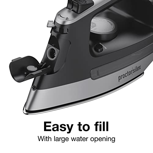 Proctor Silex Steam Iron for Clothes with Durable Stainless Steel Soleplate, 1500 Watts, 8’ Retractable Cord, 3-Way Auto Shutoff, Anti-Drip, Gray and Black (14250) by Proctor Silex - Image 5