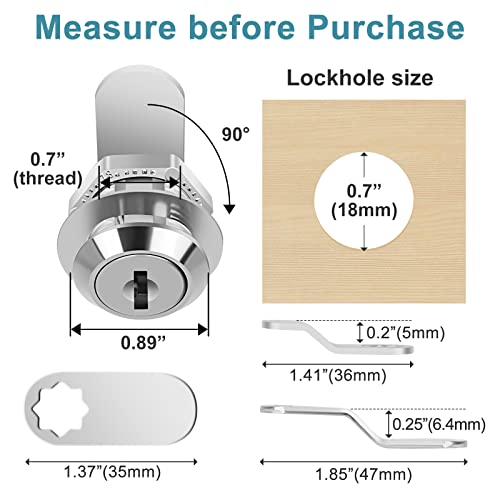 Pertinel Cam Locks Cabinet Lock Keyed Alike, 5/8'' (Length) Cylinder Fits on 3/8'' Max Panel Thickness, Secure File Drawer Mailbox RV Storage Replacement Set, Chrome-Finish Zinc Alloy (5/8 Inch 6Pcs) by Pertinel - Used condition - Image 2
