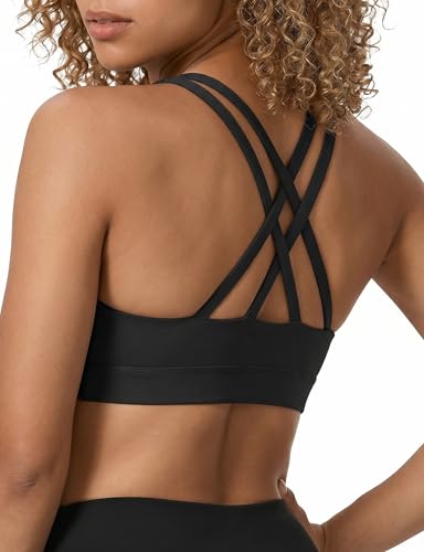 Image of Buauty Mid Impact Sports Bras for Women with Removable Padded, Medium Support Racerback Bra Strappy Yoga Bras for Fitness