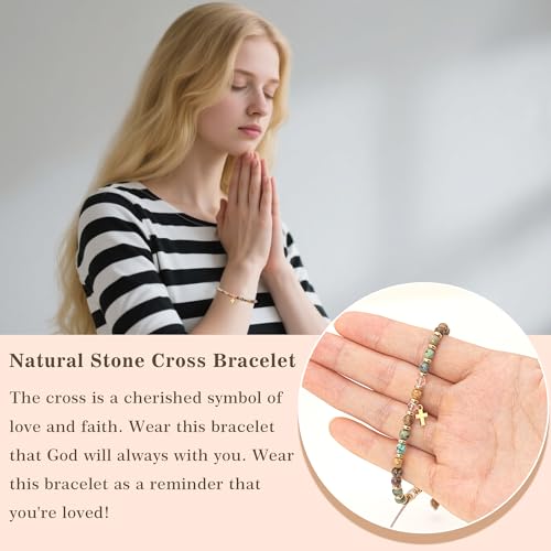 TAGOMEI Christian Gifts for Women Cross Bracelet Birthday Gifts for Women Religious Bracelets Bible Verse Faith Jesus Bracelets Christmas Gift Stocking Stuffers for Teens Girls Handmade Beaded Jewelry4