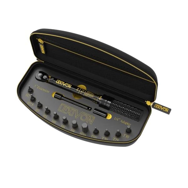 LEXIVON Drehmomentschlüssel Fahrrad & Motorrad, 1/4 Zoll, inklusive 15 teiliges Set Innensechskant Hex und Torx Bits, Messbereich 2-20 Nm mit Verlängerungsstange