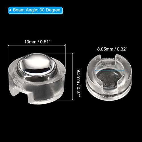 Image of PATIKIL 13mm LED Convex Lens, 20 Pack 30 Degree Beam Angle Acrylic LED Optical Convex Condenser Lens for 1W 3W LED Lamp Beads Infrared Cameras, Transparent