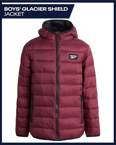 Image of Reebok Boys Winter Coat - Lightweight Insulated Puffer Jacket - Wind & Water Resistant Quilted Hooded Winter Jacket for Boys