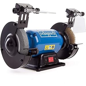 Scheppach Schuurmachine dubbele schuurmachine SM150LB | 400W vermogen | slijpschijf 150mm Ø | Verstelbare vonkbescherming | LED-werklampen | incl. slijpschijf/borstelschijf