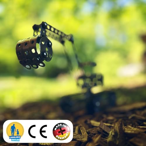 Eitech 00087 Metallbaukasten - Bagger I, Modellauto mit 170 Bauteilen, Baustellenfahrzeug, Modellauto Bausatz, Konstruktionsspielzeug für Kinder ab 8 Jahren