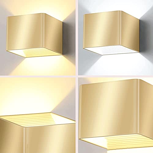 Aplique de pared LED de 10W cubo dorado lámpara interior moderna 3000K para dormitorio 7