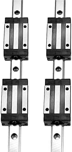 [2 Pack] HGR20/HGH20 300mm / 11.81inch Linear Sliding Rail Guide with 4 HGH20CA Linear Bearing Sliding Carriage Block for 3D Printer, CNC Machine and Routers (300mm, HGR20/HGH20)