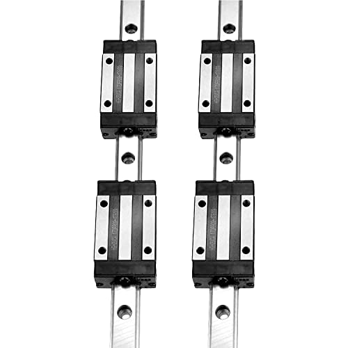 Image of [2 Pack] HGR20 /HGH20 300mm / 11.81inch Linear Sliding Rail Guide with 4 HGH20CA Linear Bearing Sliding Carriage Block for 3D Printer, CNC Machine and Routers (300mm, HGR20 /HGH20)