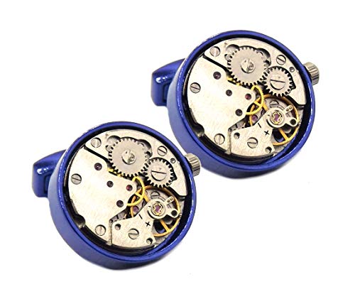 Cuflinks Direct - Gemelos para hombre con movimiento Steampunk azul turquesa Cover