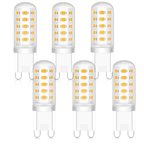 Bombilla LED G9 5W, 300LM Equivalente a Halógeno de 50W, Blanco Cálido 2700K, Base estándar G9, No Regulable, Sin Estroboscópico, Adecuada para la iluminación de salones y dormitorios, 6 Piezas