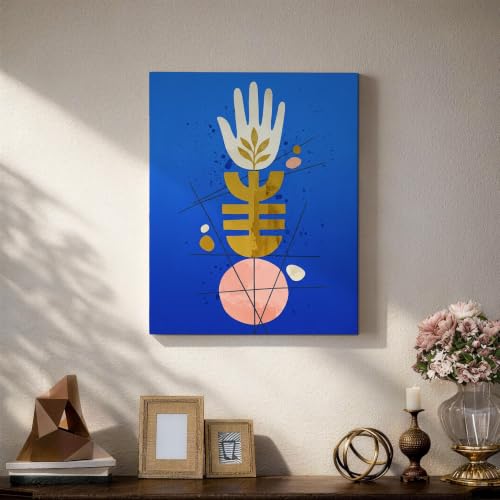 Lienzo de mano y hoja azul de alta calidad con acabado moderno dorado 5